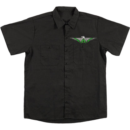 Overkill Embroidered White Devil Work Shirt Front