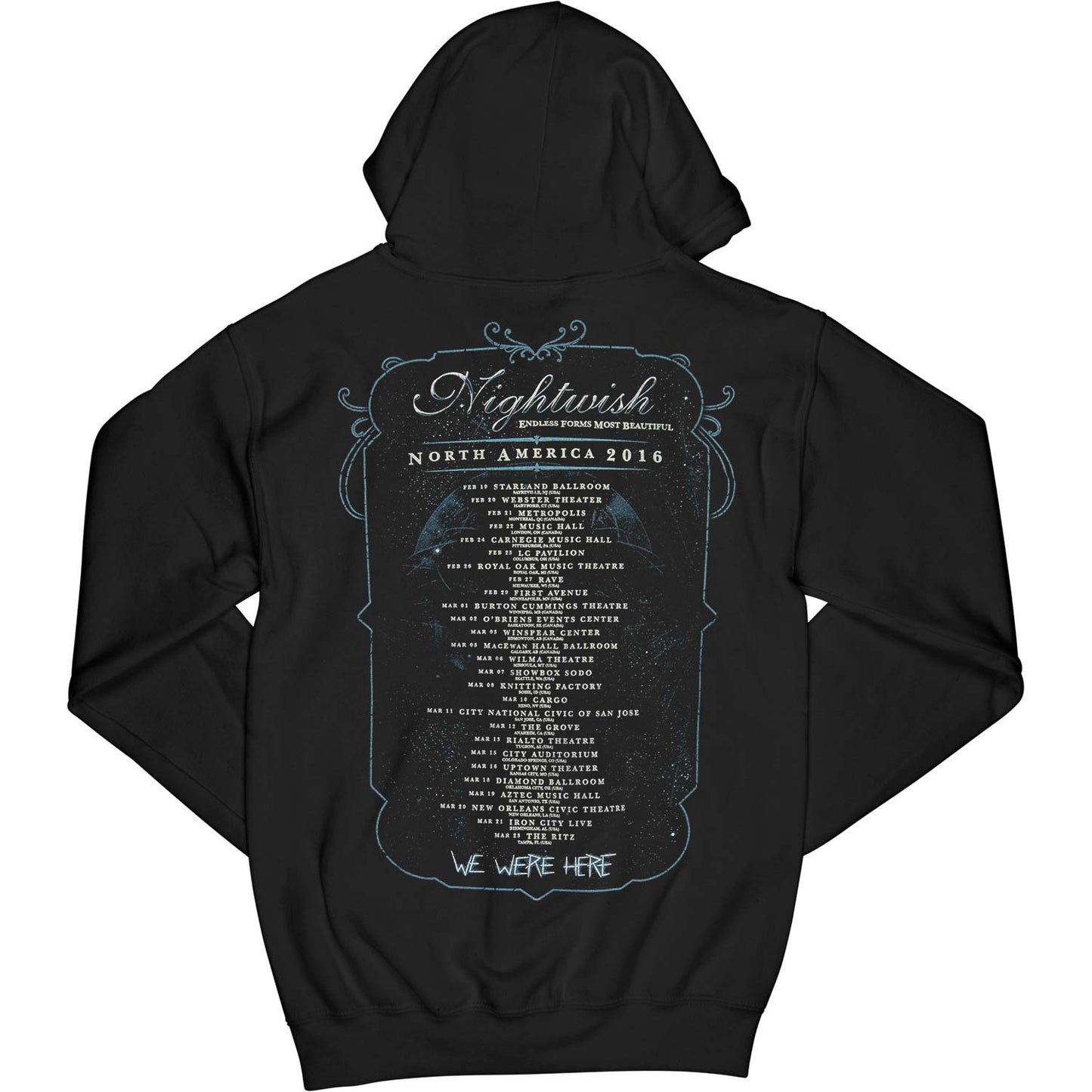 Nightwish Owl 2016 Tour Zippered Hooded Sweatshirt Back