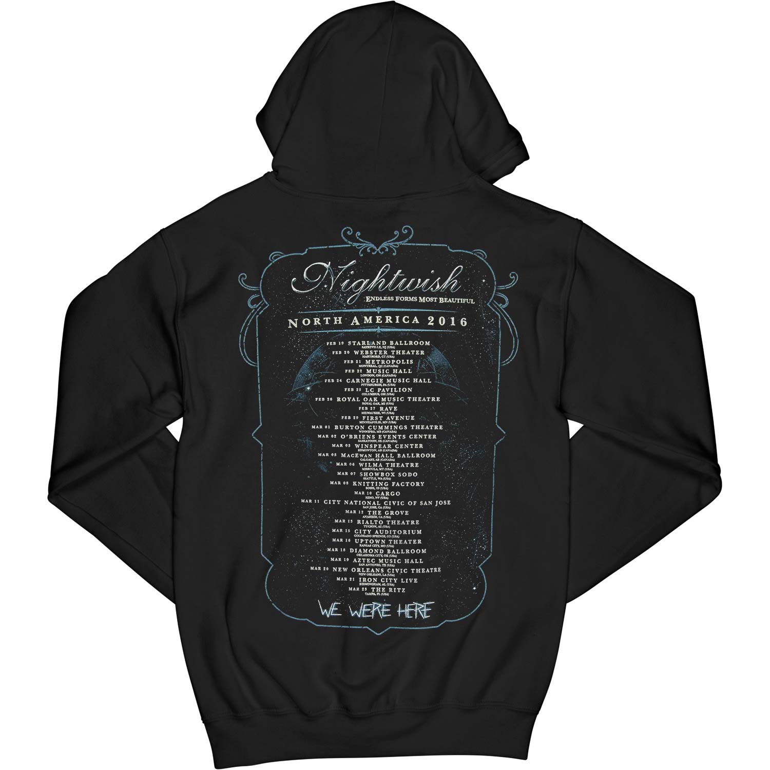 Nightwish Owl 2016 Tour Zippered Hooded Sweatshirt Back