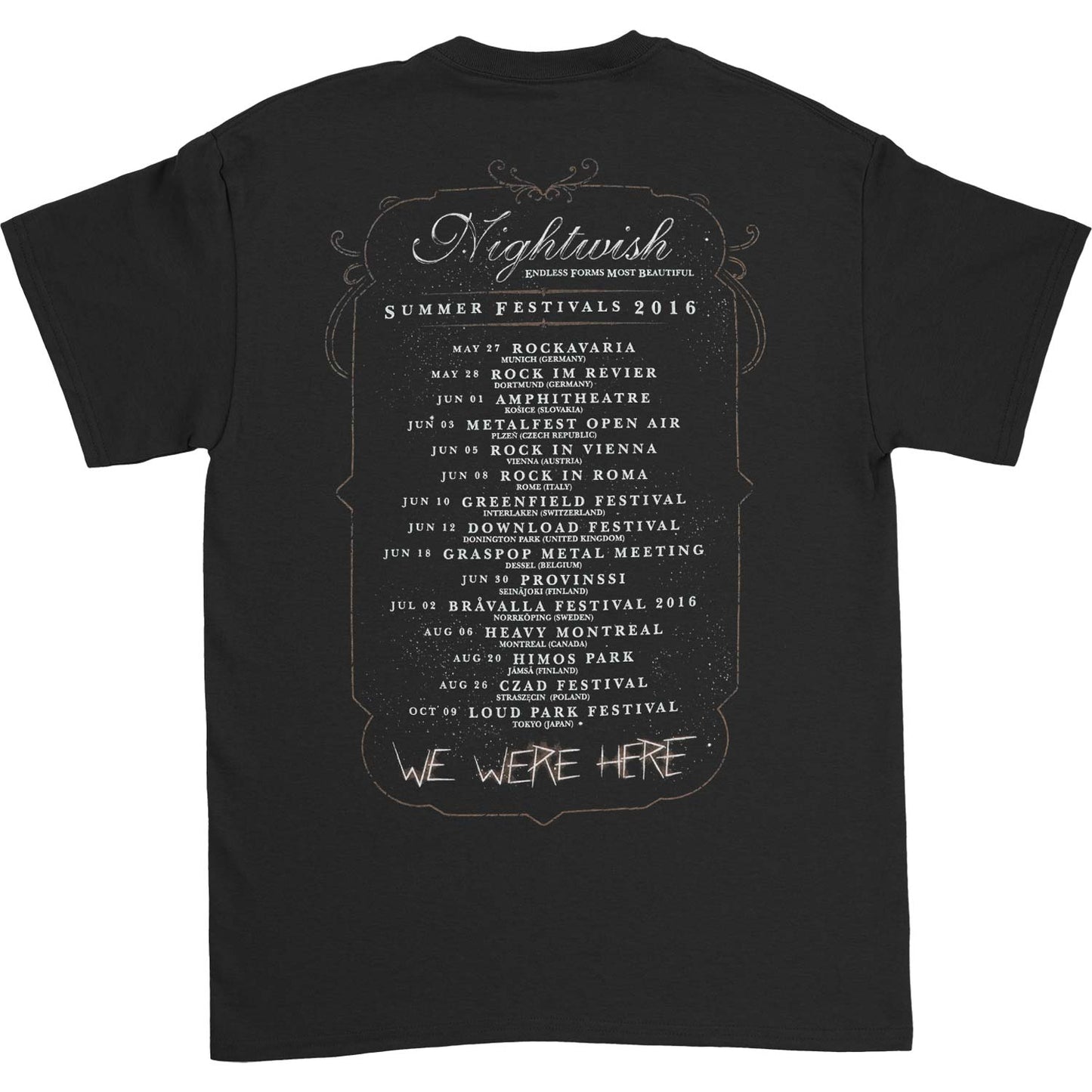 Nightwish Owl Summer Festivals 2016 Tour T-shirt Back