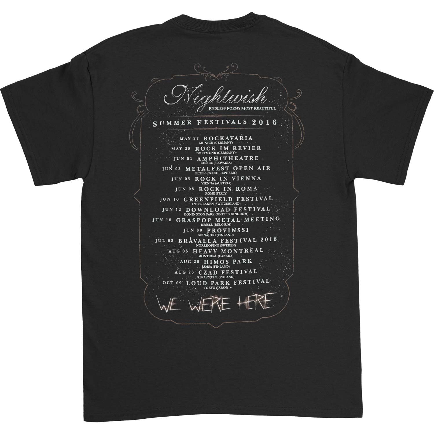 Nightwish Owl Summer Festivals 2016 Tour T-shirt Back