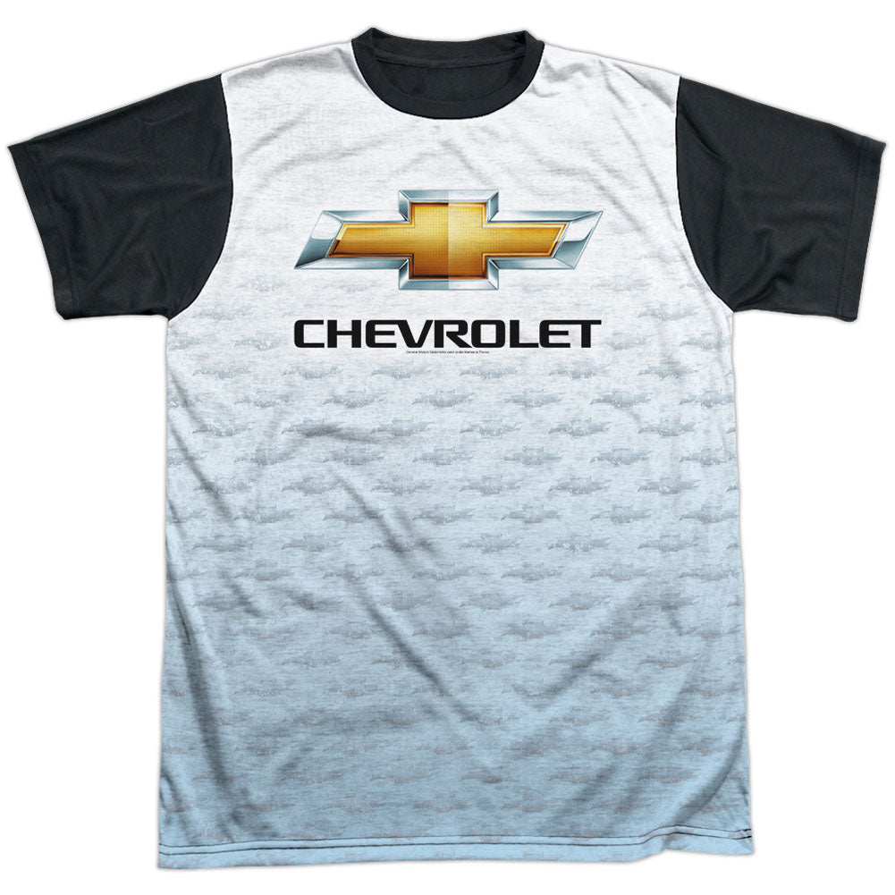 Chevy Logo Repeat Black Back 100% Poly Sublimation T-shirt