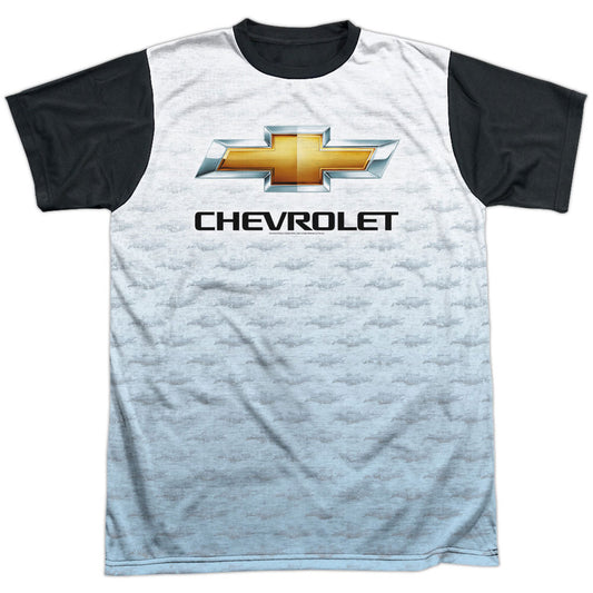 Chevy Logo Repeat Black Back 100% Poly Sublimation T-shirt