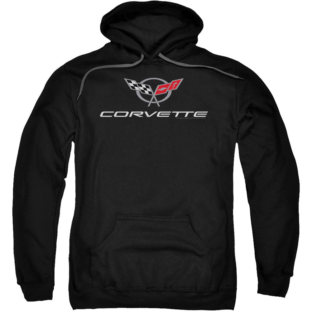Chevy Corvette Modern Emblem Adult 25% Poly Hooded Sweatshirt Front