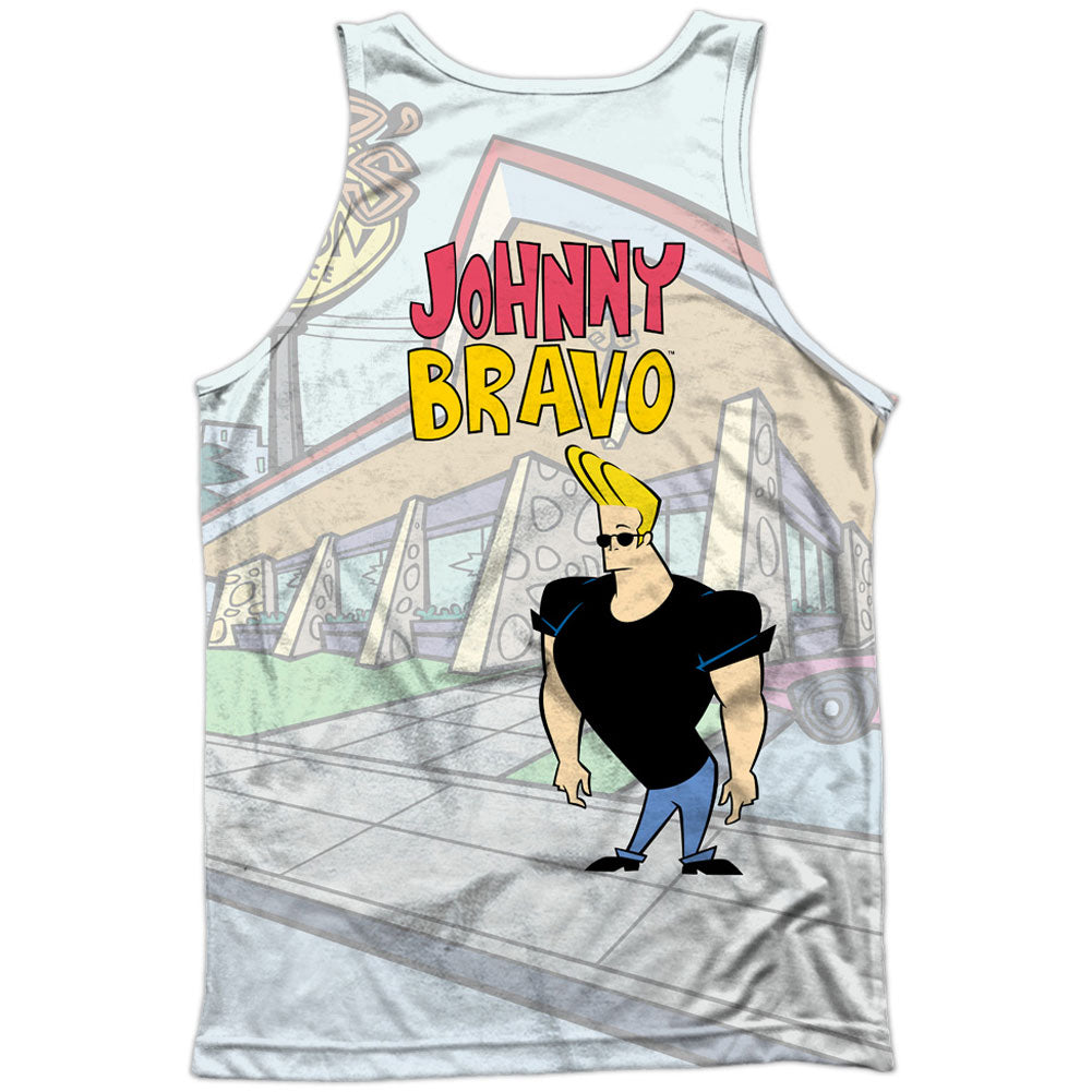 Johnny Bravo Hanging Out 100% Poly Front/Back Print Mens Tank