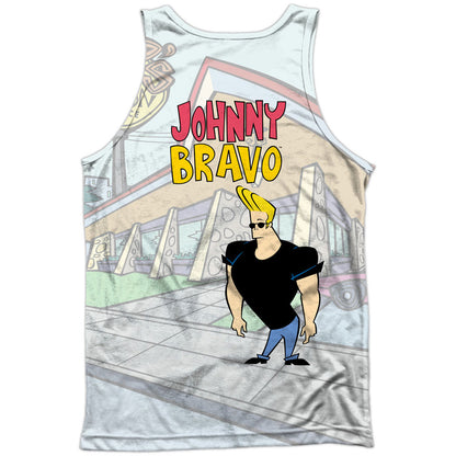 Johnny Bravo Hanging Out 100% Poly Front/Back Print Mens Tank