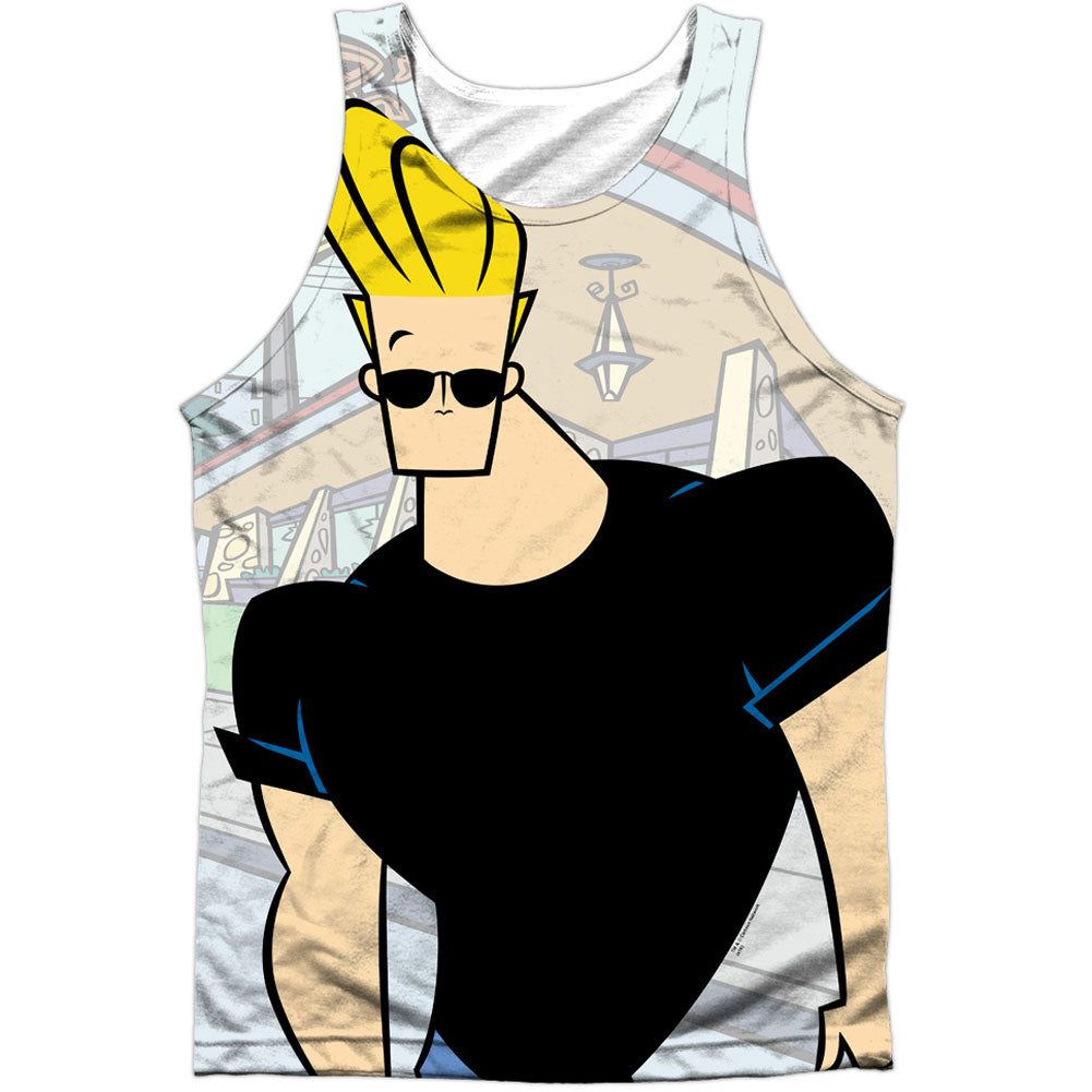 Johnny Bravo Hanging Out 100% Poly Front/Back Print Mens Tank