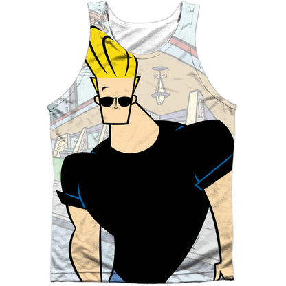 Johnny Bravo Hanging Out 100% Poly Front/Back Print Mens Tank