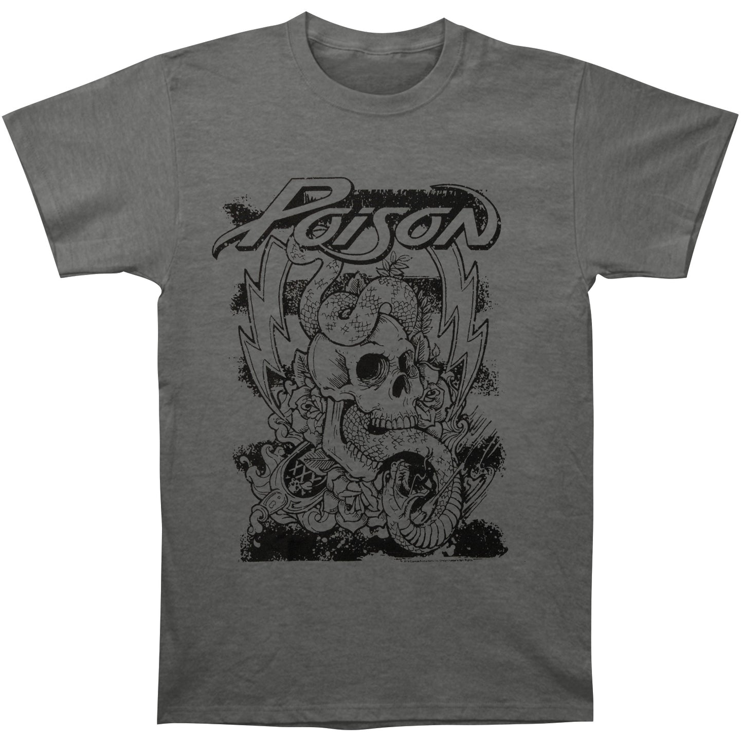 Poison Skull Snake Lightning Slim Fit T-shirt Front