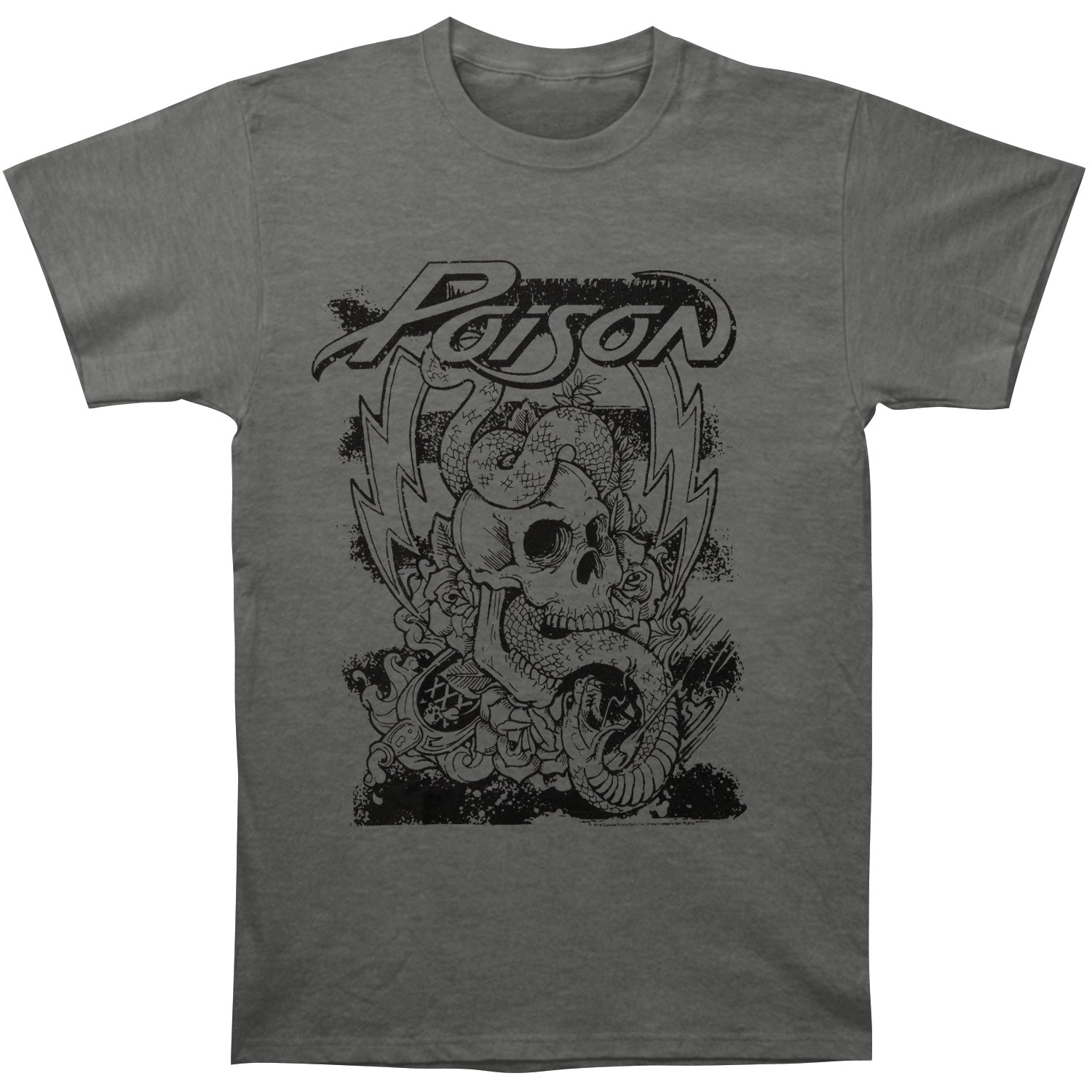 Poison Skull Snake Lightning Slim Fit T-shirt Front