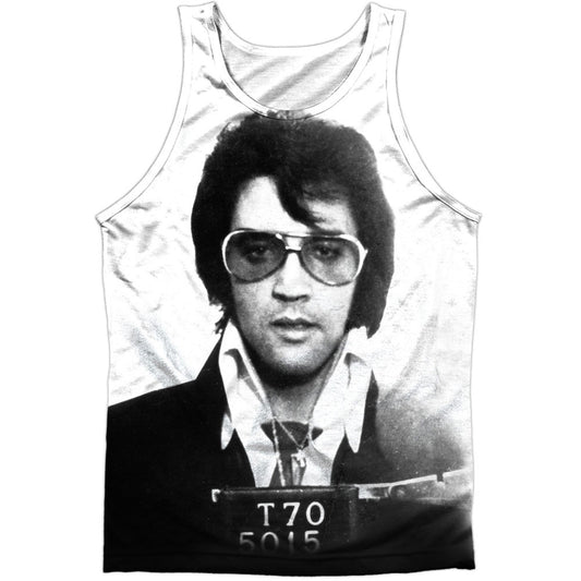 Elvis Presley Mugshot 100% Poly Front/Back Print Mens Tank