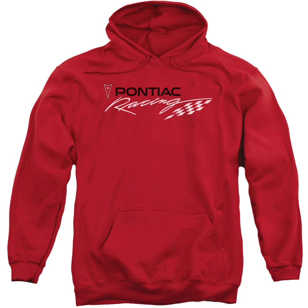 Red Pontiac Racing Adult 25% Poly Hooded Sweatshirt Front