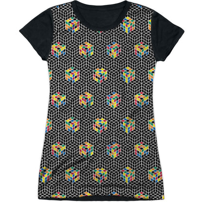 Rubik's Cube Black And White Sublimation Junior Top Front