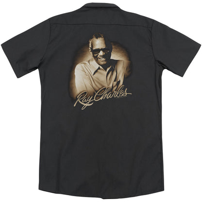 Ray Charles Sepia  (Back Print) Work Shirt Back