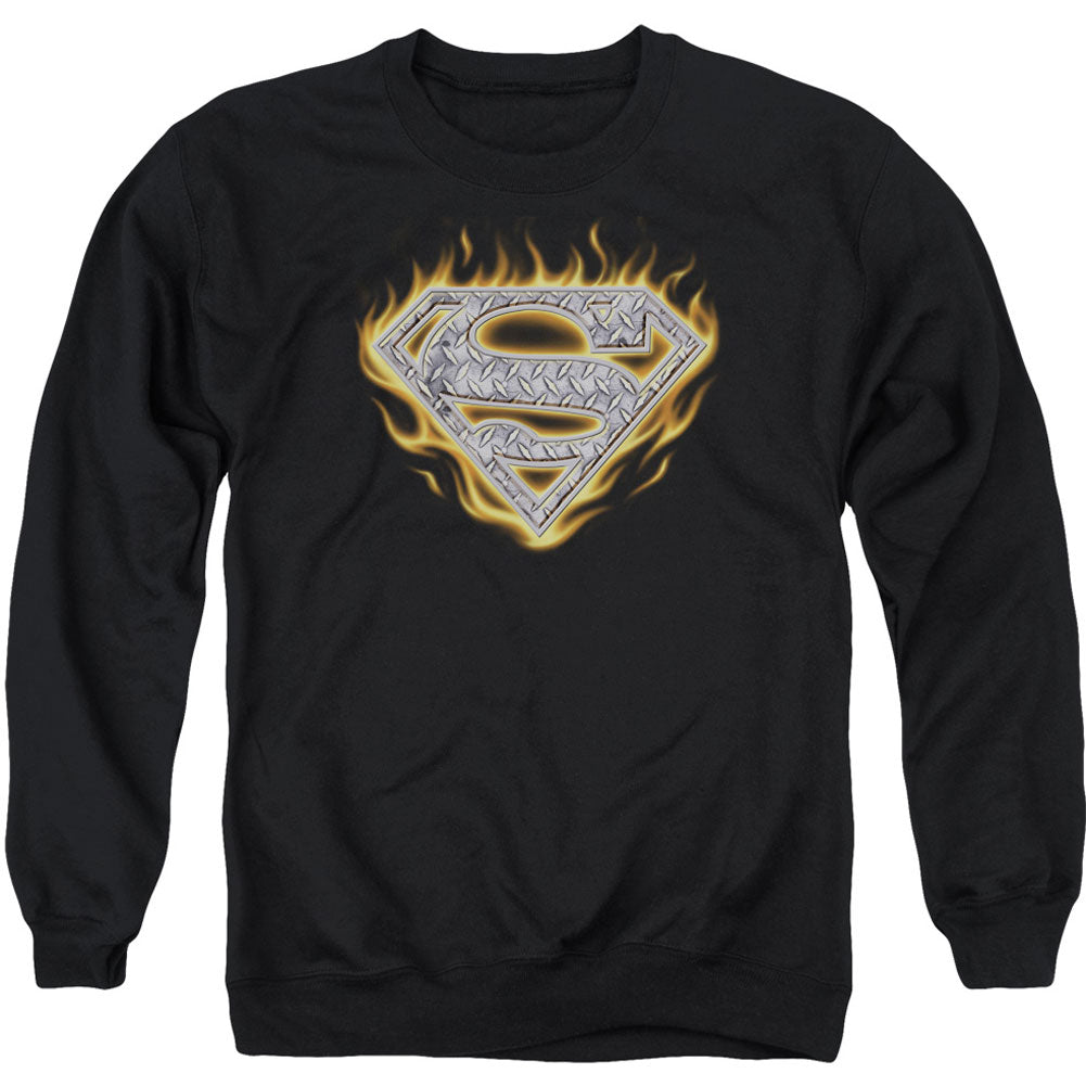 Superman Steel Fire Shield Adult Sweatshirt Front