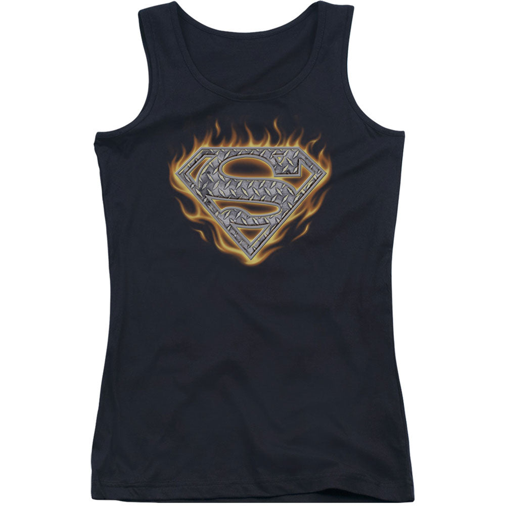 Superman Steel Fire Shield Womens Tank Front