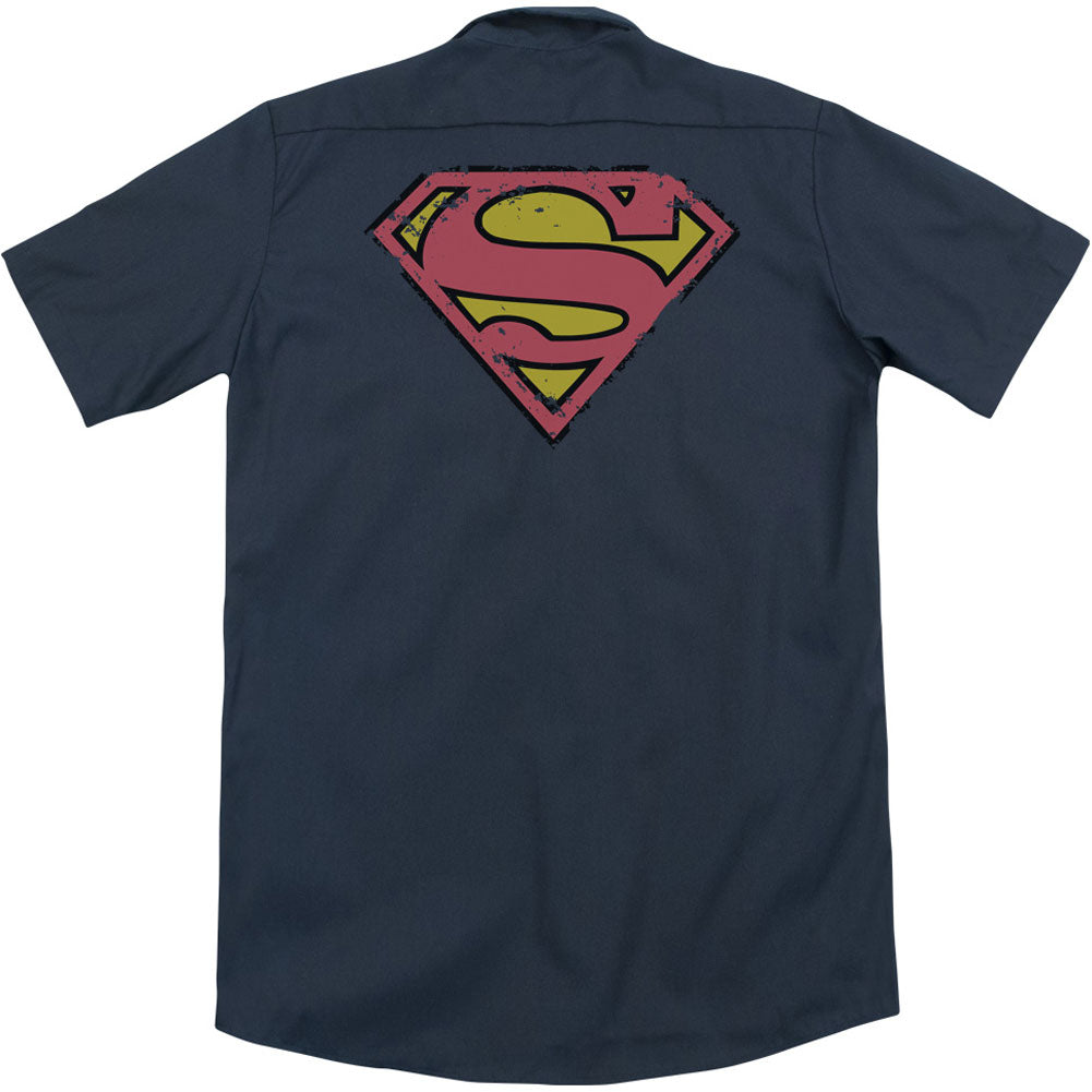 Superman Distressed Shield (Back Print) Workshirt Back