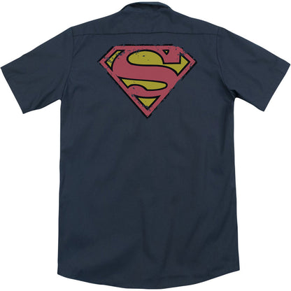 Superman Distressed Shield (Back Print) Workshirt Back