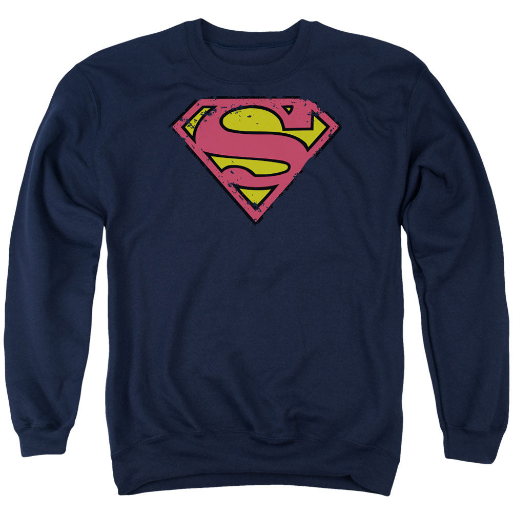 Superman Distressed Shield Adult Sweatshirt Front