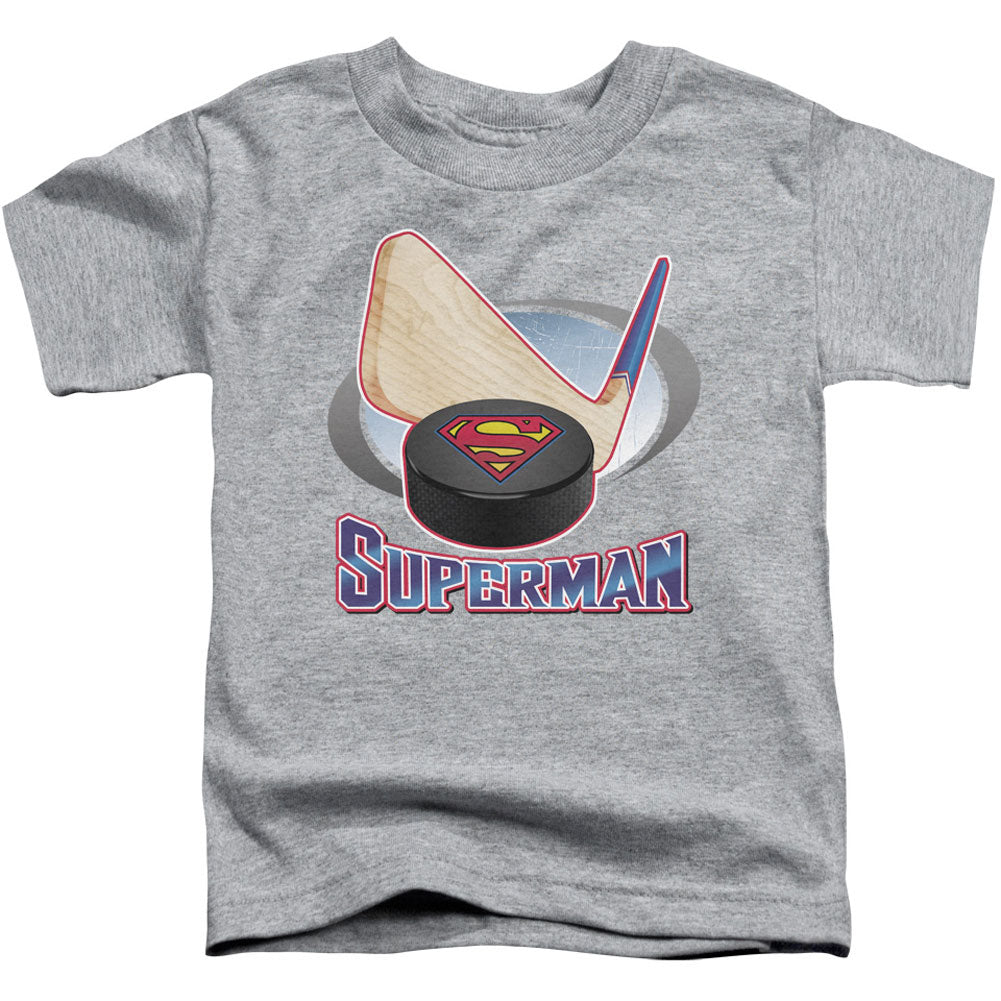 Superman Hockey Stick Toddler Childrens T-shirt Front
