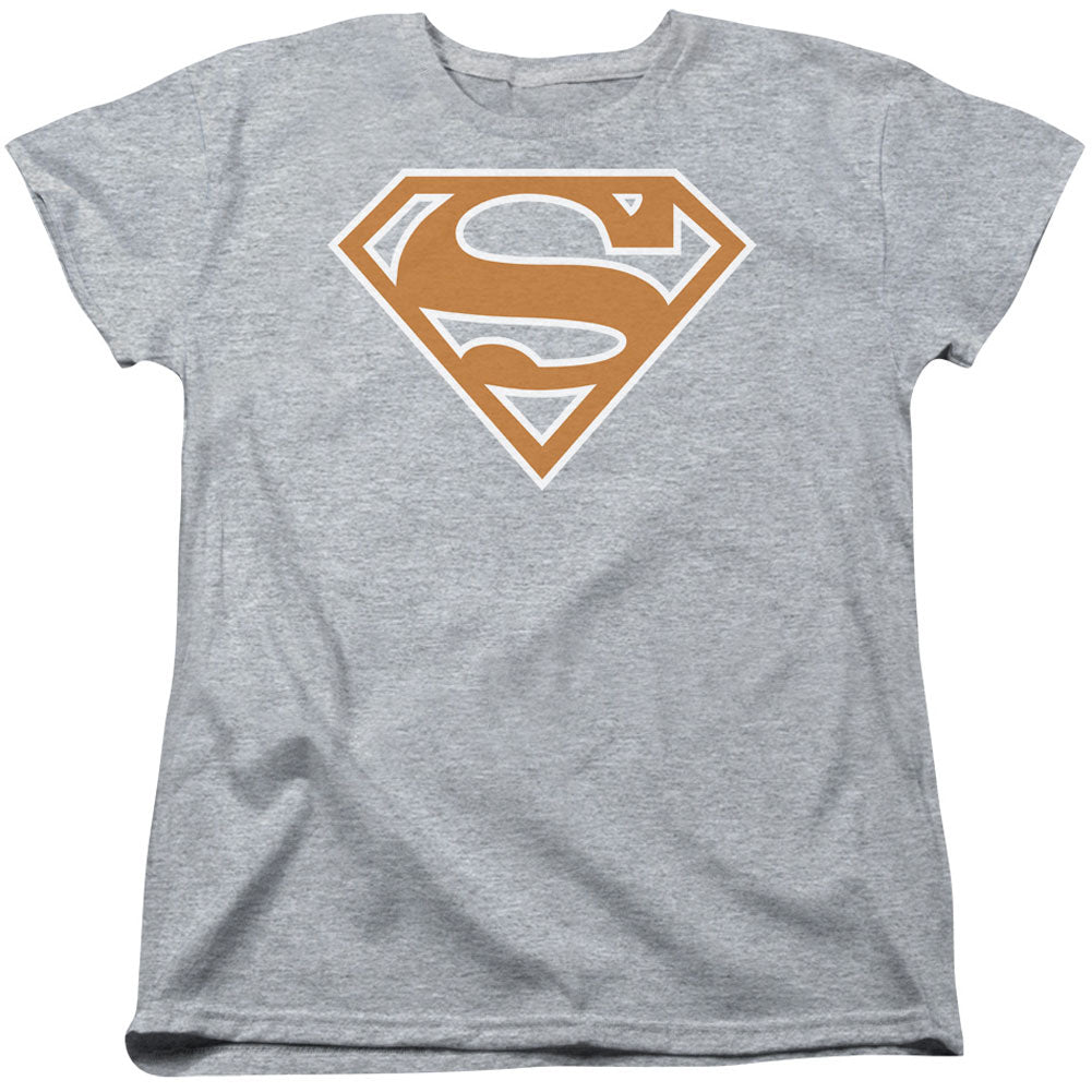 Superman Burnt Orange&white Shield Womens T-shirt Front