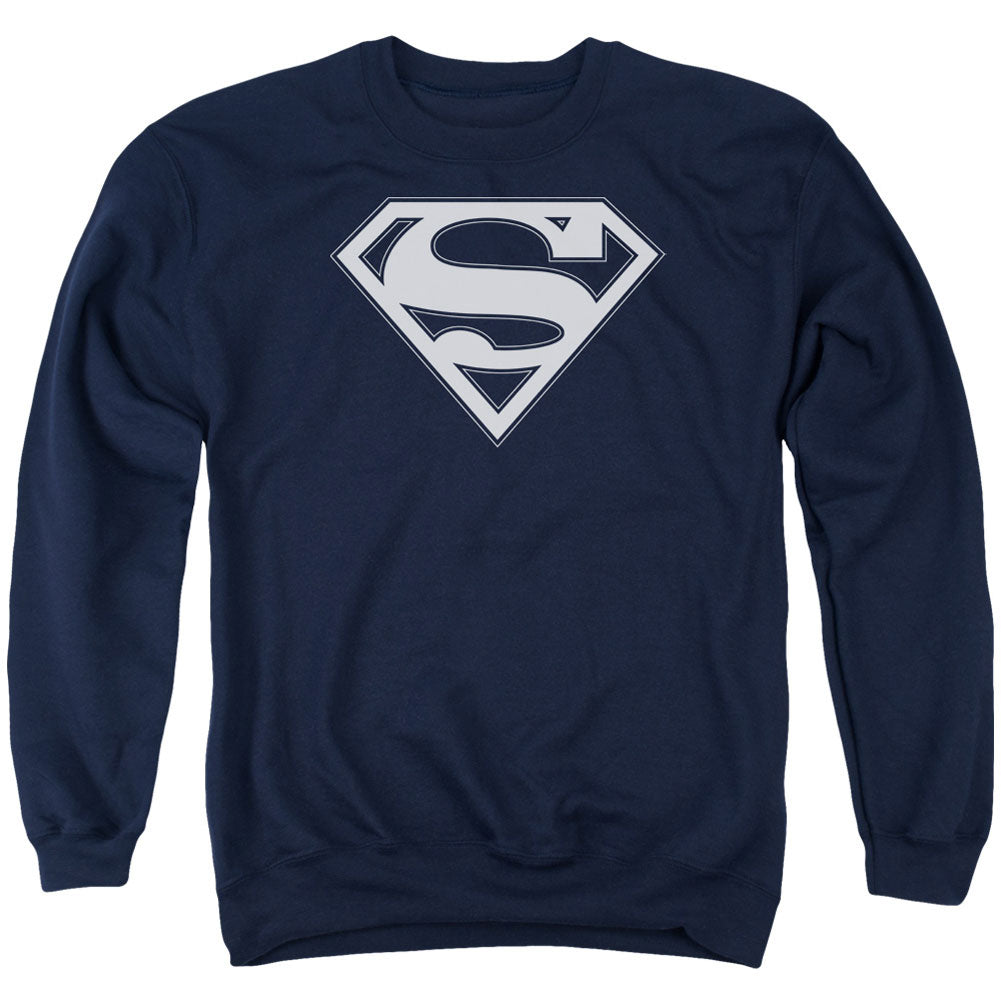 Superman Navy &amp; White Shield Adult Sweatshirt Front