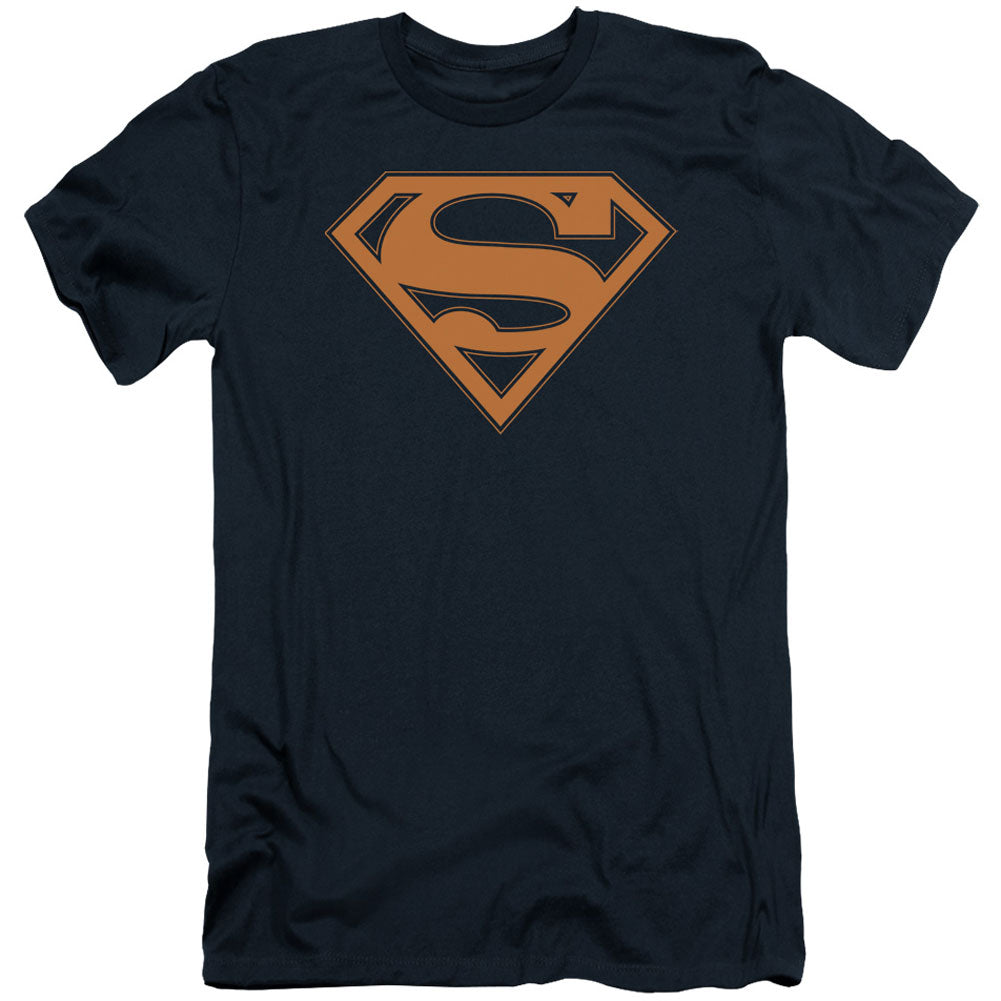 Superman Navy & Orange Shield Adult Slim Fit Slim Fit T-shirt Front