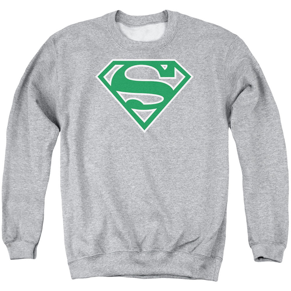 Superman Green &amp; White Shield Adult Sweatshirt Front