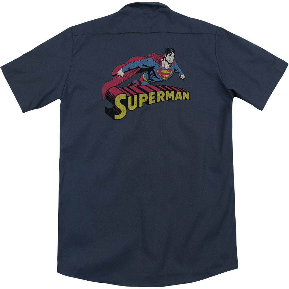 Superman Flying Over (Back Print) Workshirt Back
