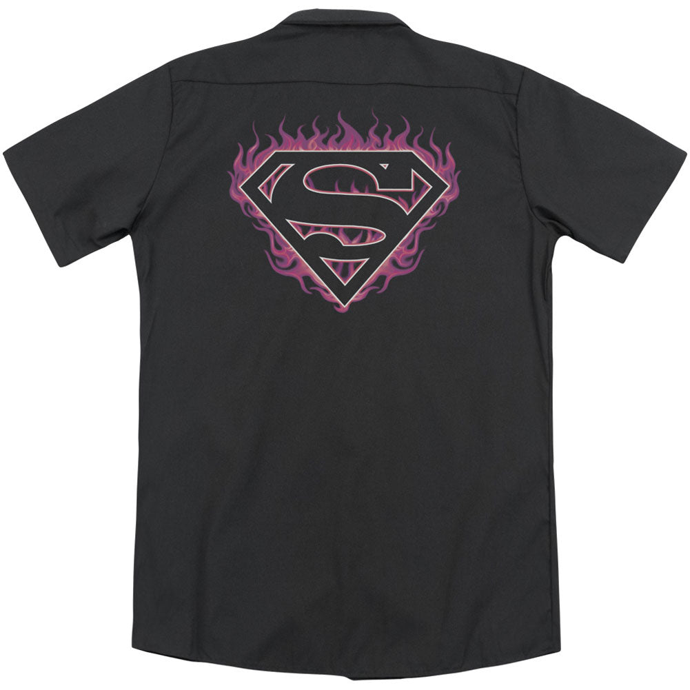 Superman Fuchsia Flames(Back Print) Workshirt Back
