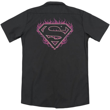 Superman Fuchsia Flames(Back Print) Workshirt Back