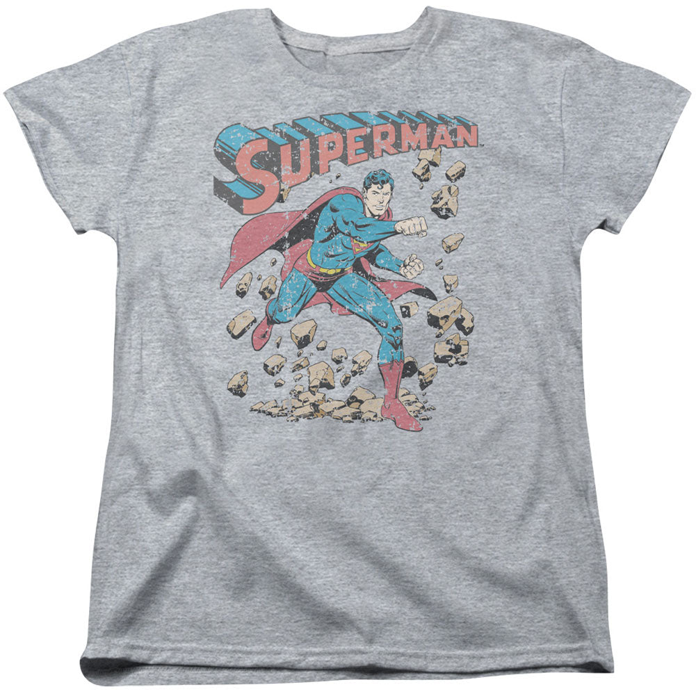 Superman Mad At Rocks Womens T-shirt Front