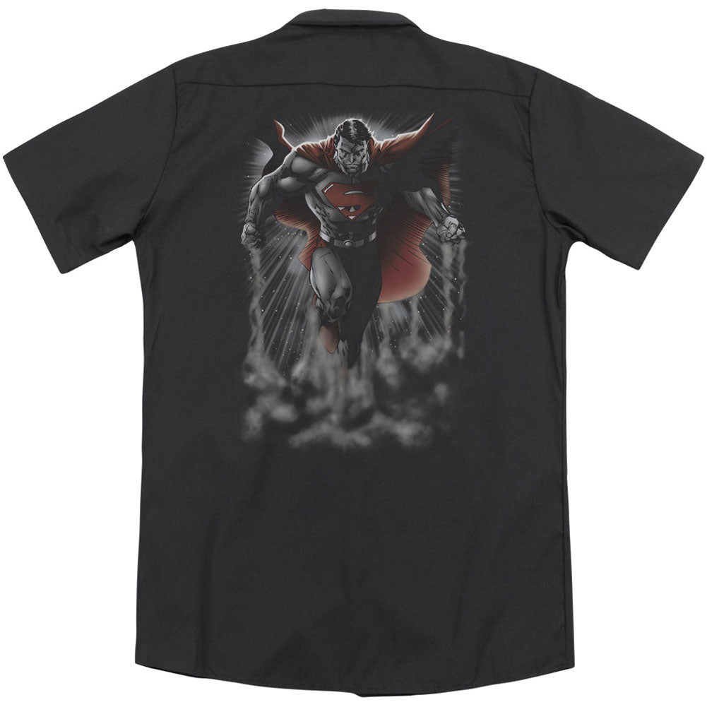 Superman Above The Clouds (Back Print) Workshirt Back