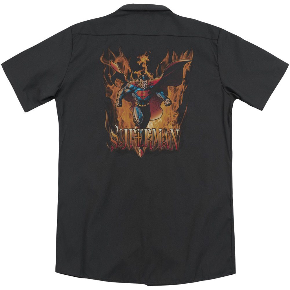 Superman Through The Fire (Back Print) Workshirt Back