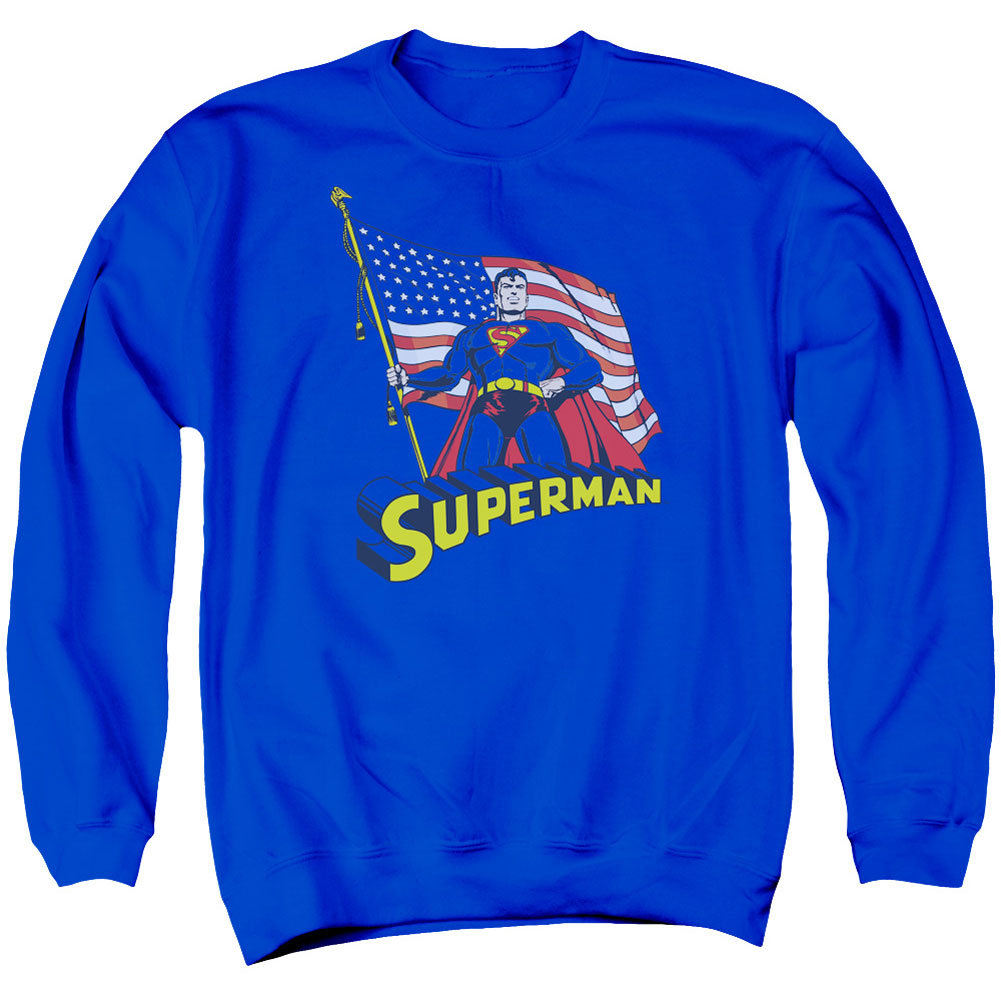 Superman American Flag Adult Sweatshirt Front