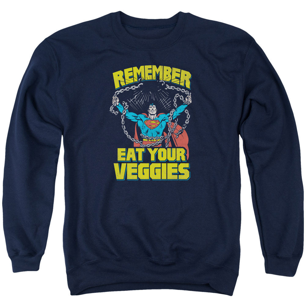 Superman Veggie Power Adult Sweatshirt Front