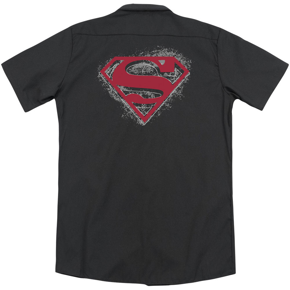 Superman Hardcore Noir Shield (Back Print) Workshirt Back