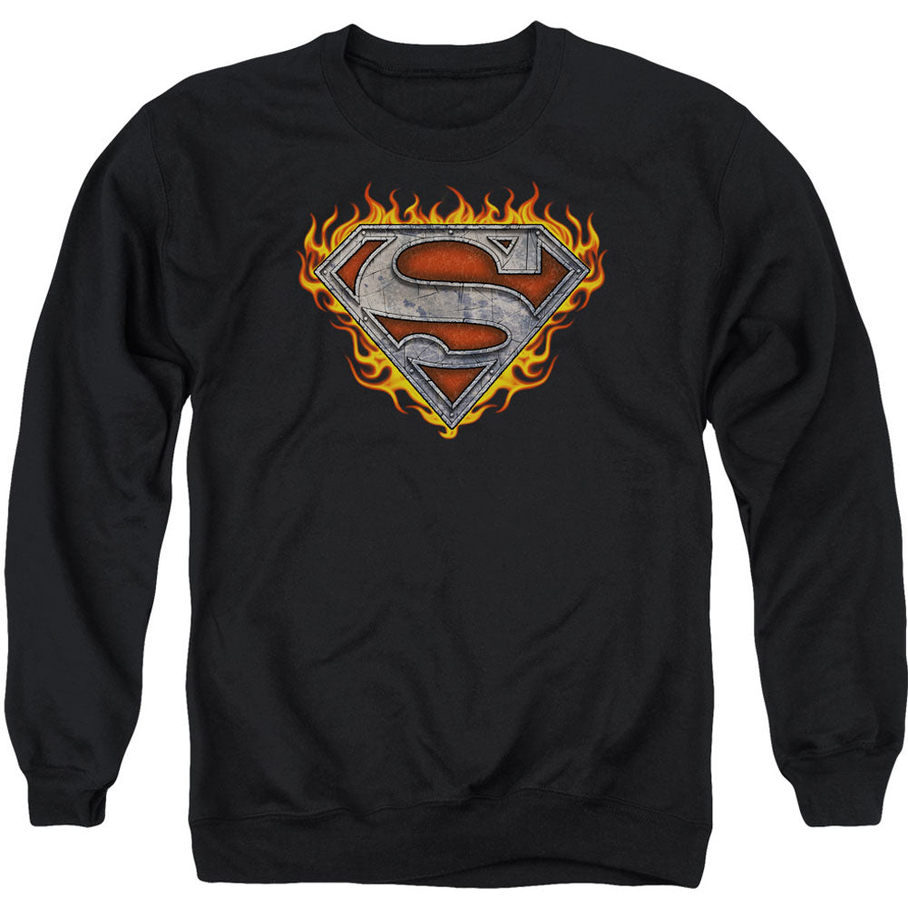 Superman Iron Fire Shield Adult Sweatshirt Front