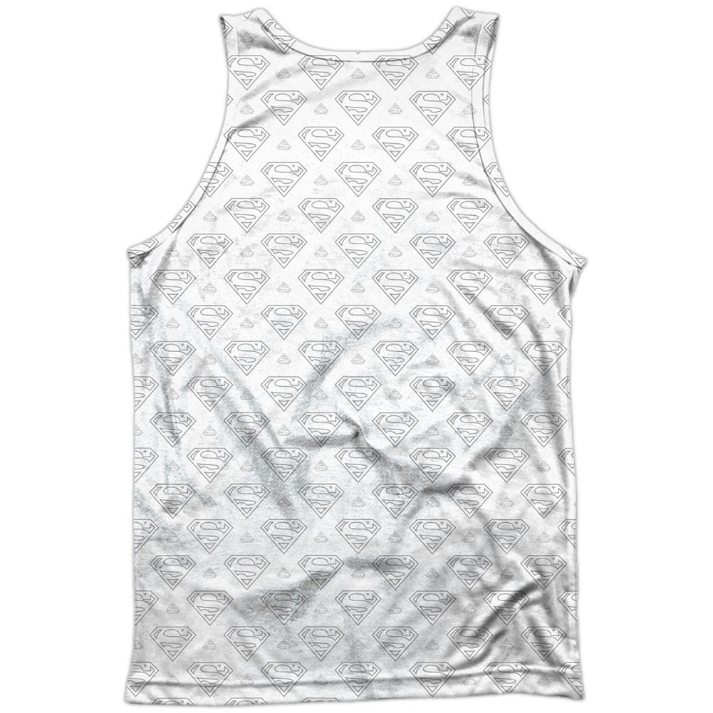 Superman Winged Shield Repeat 100% Poly Mens Tank Back