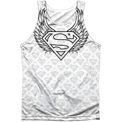 Superman Winged Shield Repeat 100% Poly Mens Tank Front