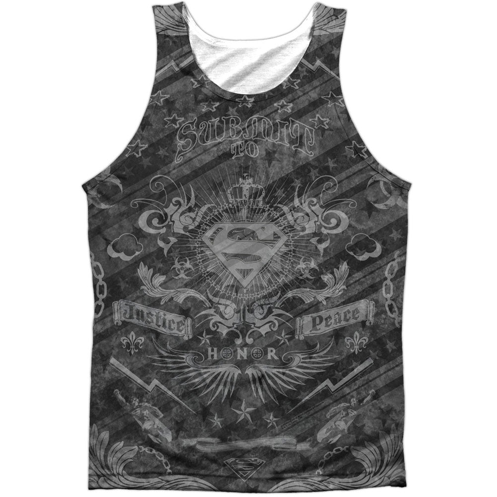 Superman Submit 100% Poly Mens Tank Front