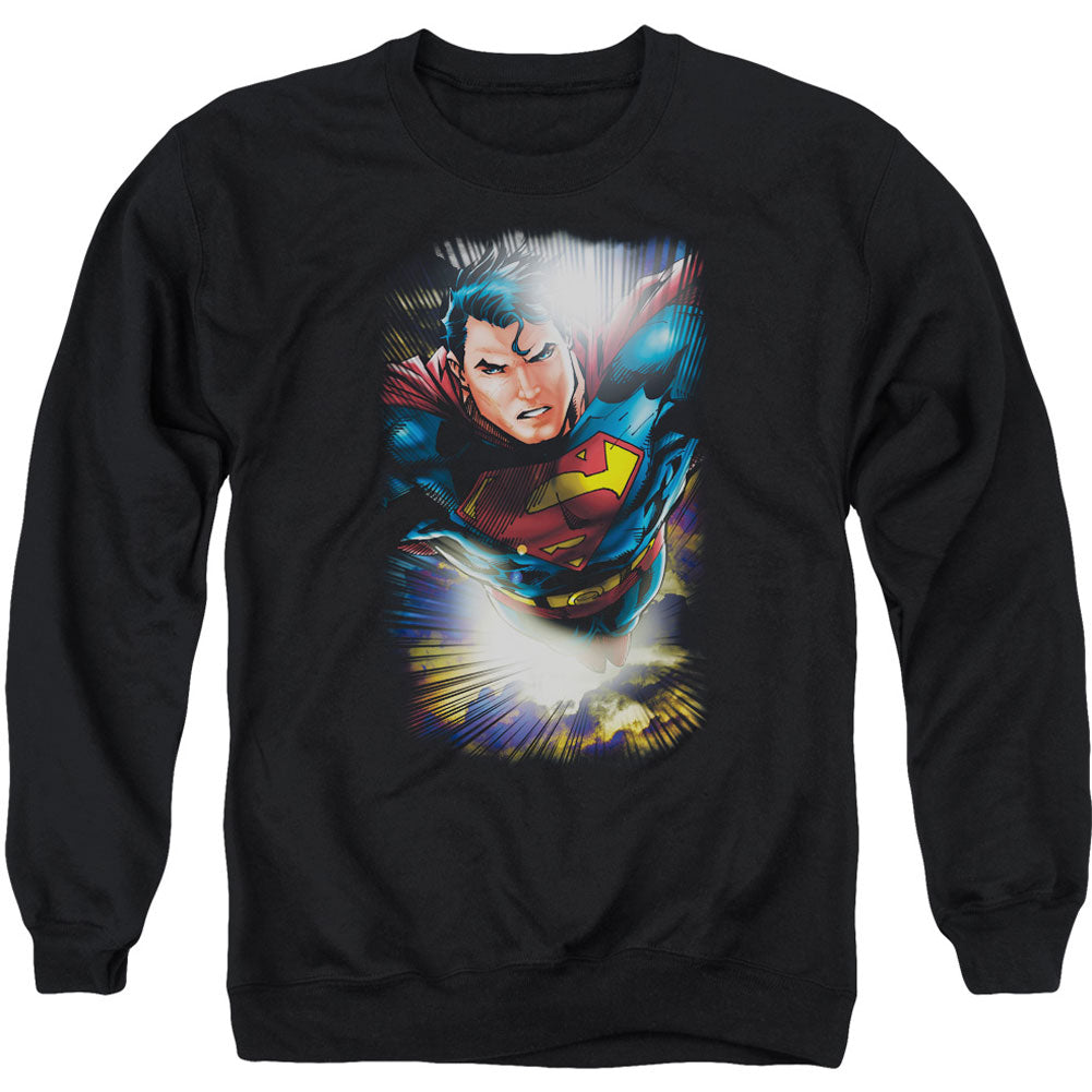 Superman In The Sky Adult Sweatshirt Front