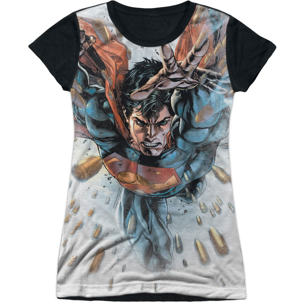 Superman Bullets In The Sky Sublimation Junior Top Front