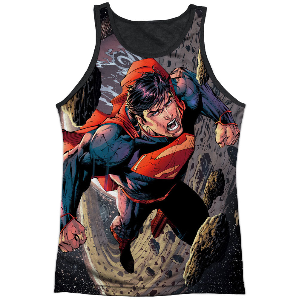 Superman Up Up Black Back Mens Tank Front