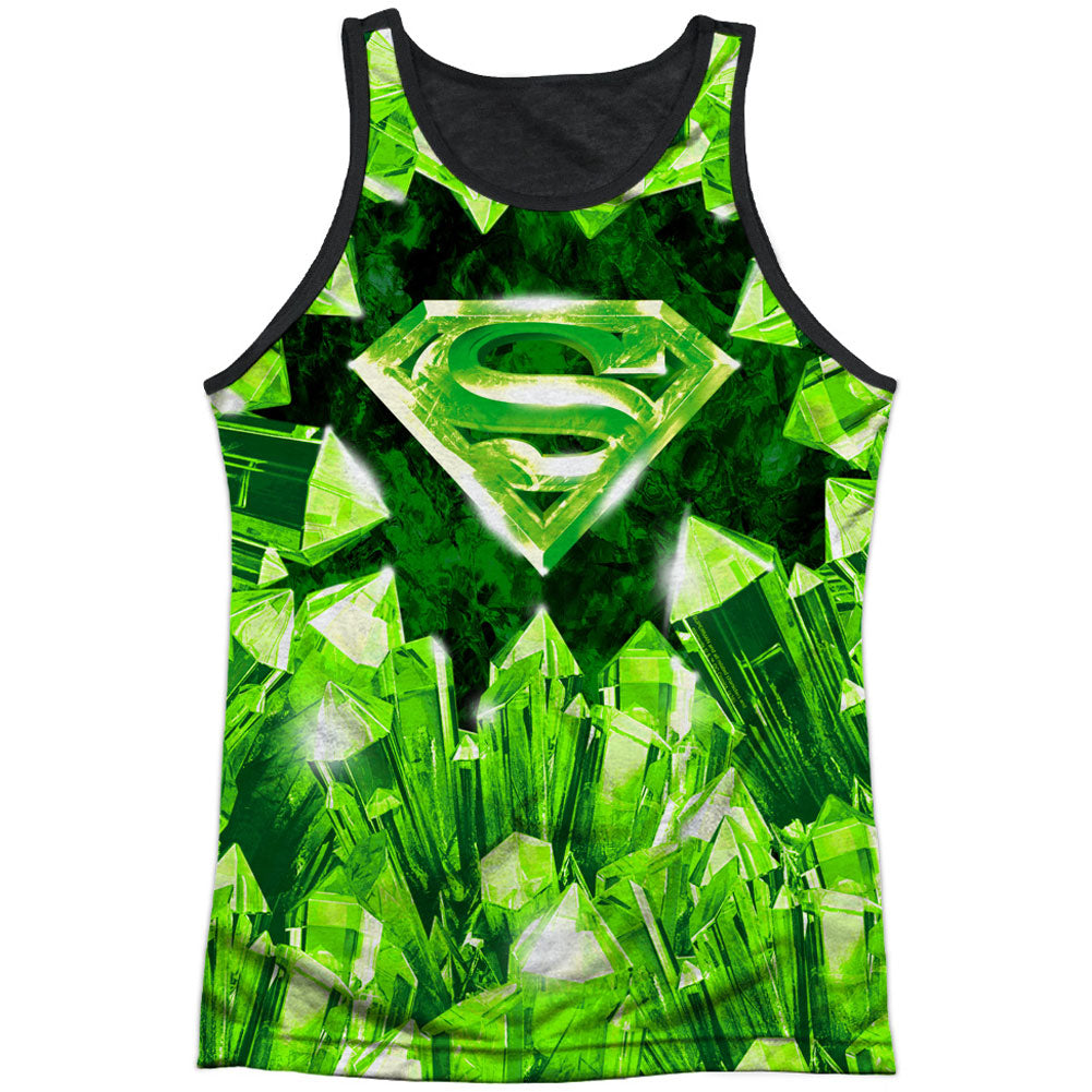 Superman Kryptonite Shield Black Back Mens Tank Front