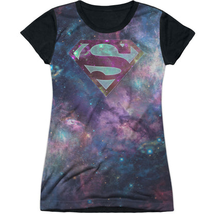 Superman Spaced Out Logo Sublimation Junior Top Front