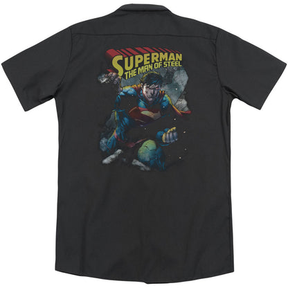 Superman Through The Rubble(Back Print) Workshirt Back