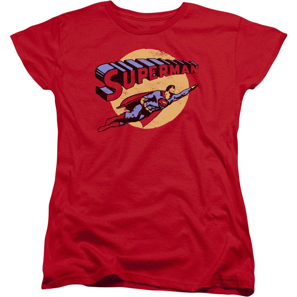 Superman Fly By Womens T-shirt Front
