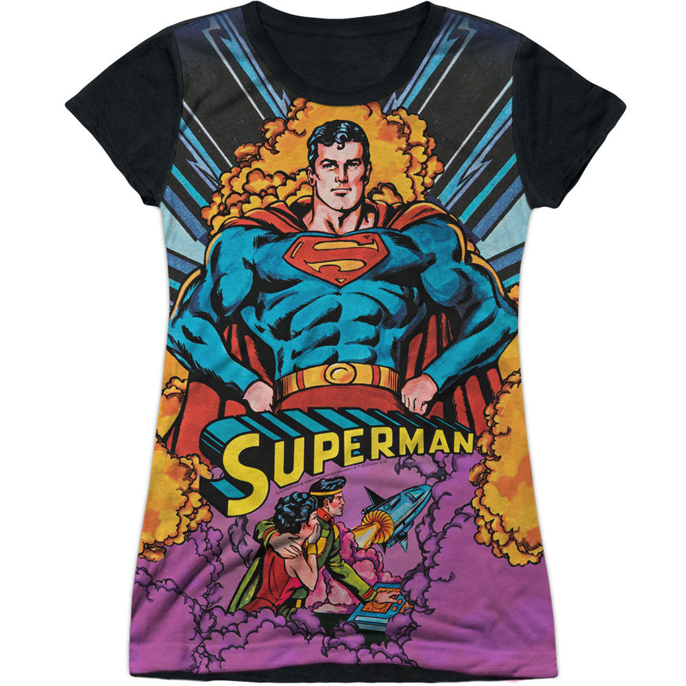 Superman Blast Off Sublimation Junior Top Front