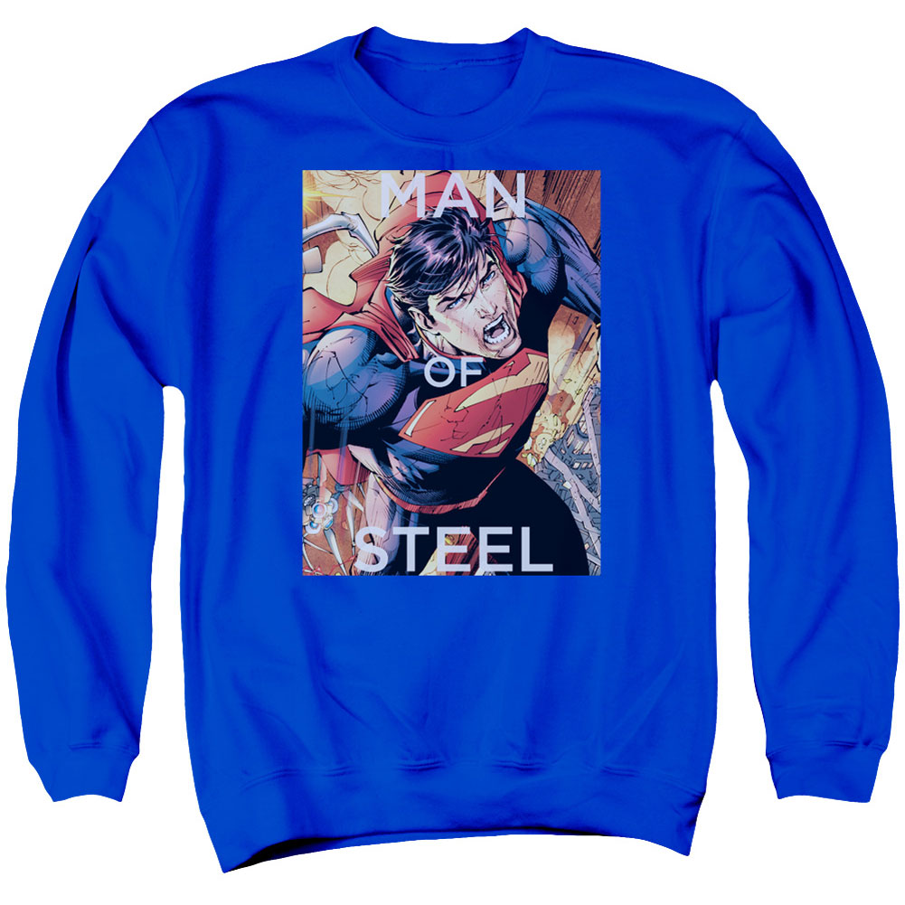 Superman Flight Of Steel Adult Sweatshirt Front